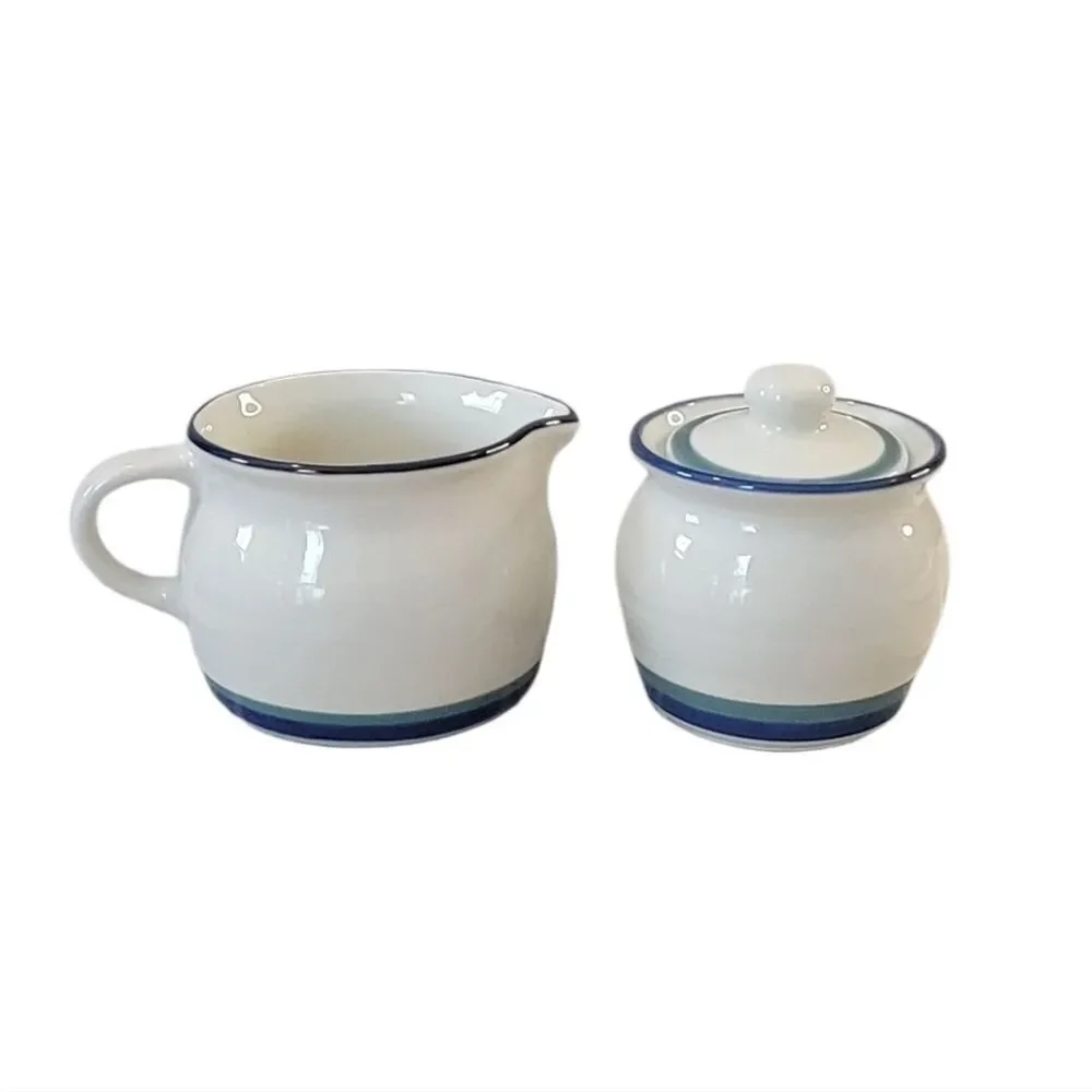 Pfaltzgraff Northwinds Stoneware Creamer And Covered Sugar Bowl Set